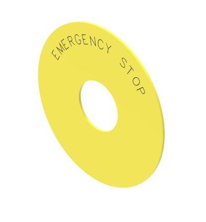 45-50J.140S EAO Legend Plate for Use with Push Button, Emergency Stop