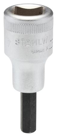 03050007 STAHLWILLE 1/2 in Drive Bit Socket, Hex Bit, 7mm, 60 mm Overall Length