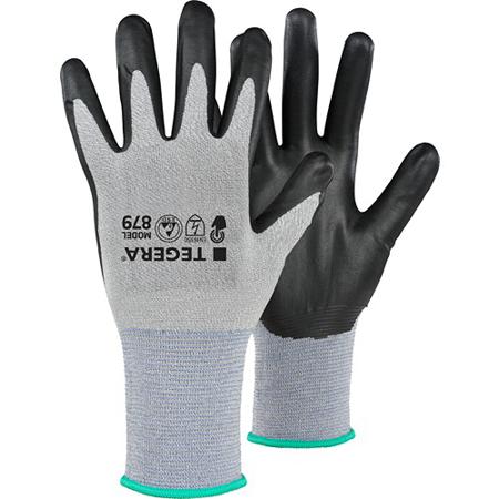 879-10 Tegera TEGERA Black, Blue, Grey Carbon, Nylon, Spandex ESD Protection Work Gloves, Size 10, Nitrile Foam Coating