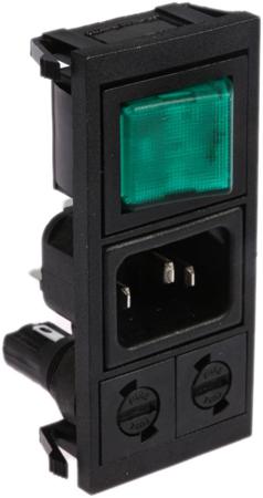 BZV03/Z0000/09 Bulgin C14 Snap-In IEC Connector Male, 10A, 250 V, Fuse Size 5 x 20mm