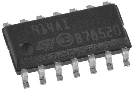 TS914AID STMicroelectronics, Operational Amplifier, 800 kHz, 14-Pin 16 V SOIC