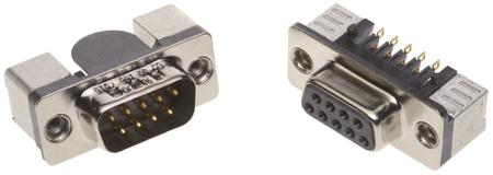 09551666820741 HARTING D-Sub Standard 9 Way Right Angle SMT D-sub Connector Plug, 2.76mm Pitch, with 4-40 UNC Female Screwlocks,