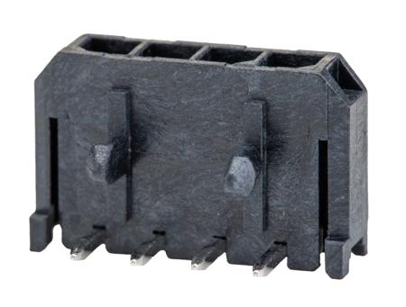 43650-0400 Molex MICRO-FIT 3.0 43650, 3mm Pitch, 4 Way, 1 Row, Right Angle PCB Header, Through Hole