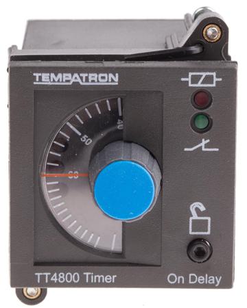 TT4801-02 Tempatron TT4801 Series DIN Rail, Panel Mount Timer Relay, 110V ac, 2-Contact, 6 s → 6h, 1-Function, DPDT