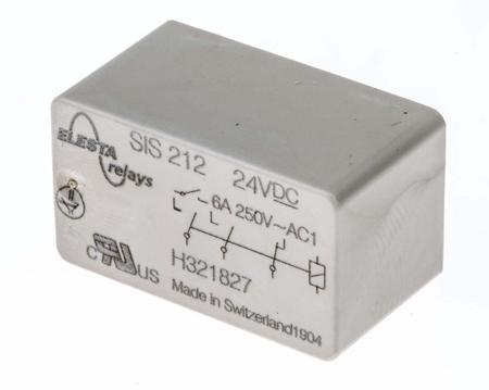 SIS 212 24VDC Elesta PCB Mount Force Guided Relay, 24V dc Coil Voltage, DPST, SPST