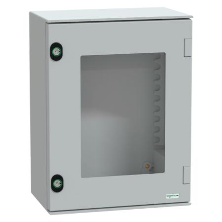 NSYPLM43TG Schneider Electric PanelSeT Series PET Wall Box, IP66, Viewing Window, 430 mm x 330 mm x 200mm