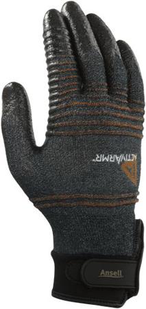 97008090 Ansell ActivArmr 97-008 Black Nylon, Spandex Abrasion Resistant, Cut Resistant Work Gloves, Size 9, Foam Nitrile Coating