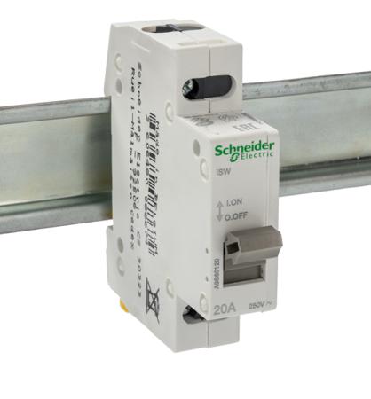 A9S60120 Schneider Electric 1P Pole DIN Rail Isolator Switch - 20A Maximum Current, IP40