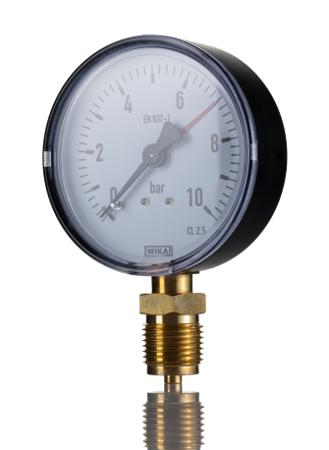 9012591 WIKA G 1/2 Bottom Entry Analogue Positive Pressure Gauge 6bar, , 0bar min.