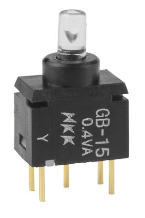 GB15JPD NKK Switches Illuminated Push Button Switch, On-(On), Through Hole, SPST, Amber LED