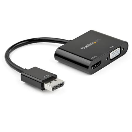 DP2VGAHD20 StarTech.com 2 port DisplayPort to HDMI, VGA Adapter, 200mm Length - 1920 x 1080, 3840 x 2160 Maximum Resolution
