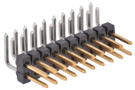 90122-0770 Molex C-Grid III Series Right Angle Through Hole Pin Header, 20 Contact(s), 2.54 mm Pitch, 2 Row, Unshrouded