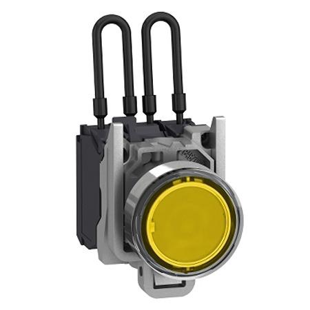 XB4BW28G5 Schneider Electric, XB4, Panel Mount Amber Universal LED Pilot Light, 22.5mm Cutout, IP66, IP67, IP69K, Round, 110