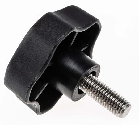 702-7649 RS PRO Black Multiple Lobes Clamping Knob, M10, Threaded Stud
