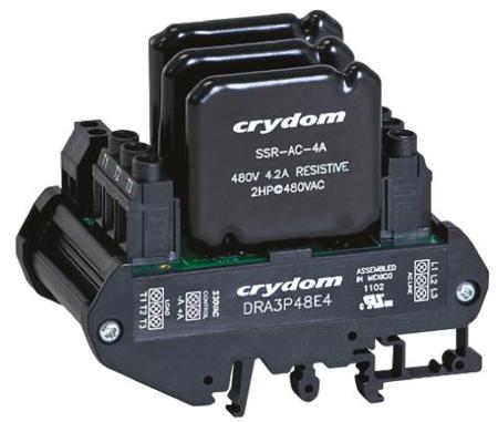 DRA3P48E2 Sensata Crydom DRA3P Series Solid State Interface Relay, 28 V dc Control, 2.4 A rms Load, DIN Rail Mount