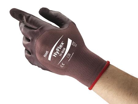 11926100 Ansell HyFlex 11-926 Brown Neoprene Oil Resistant Work Gloves, Size 10, Large, Nitrile Coating