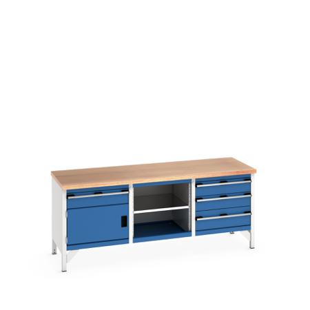 41002058-11V Bott 1 Door, 4 Drawer Sheet Steel Floor Standing Storage Cabinet, 2000 X 750 X 840mm