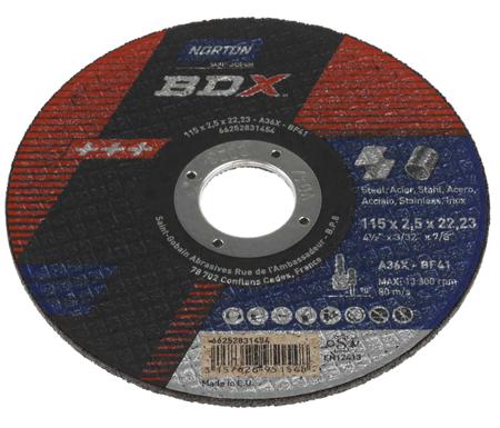 66252831454 Norton Cutting Disc Aluminium Oxide Cutting Disc, 115mm x 2.5mm Thick, P36 Grit, 5 in pack