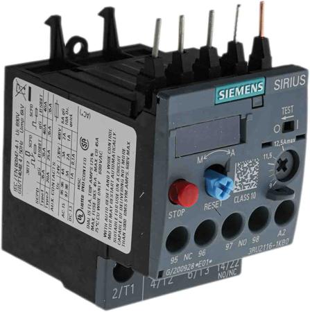 3RU2116-1KB0 Siemens SIRIUS 3RU2 Thermal Overload Relay 1NO + 1NC, 9 → 12.5 A F.L.C, 12.5 A Contact Rating, 5.5 kW, 3P, SIRIUS