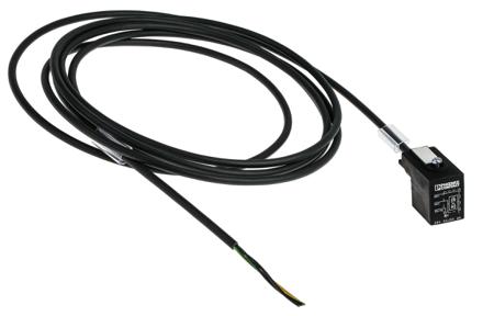 1435247 Phoenix Contact Female 3 way DIN 43650 Form B to 3 way Free End Sensor Actuator Cable, 3 m