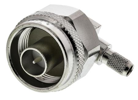 J01020A0035 Telegartner 50Ω Right Angle Cable Mount N Type Connector, Plug, Solder Termination, 0 → 11GHz