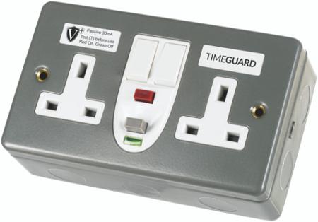 RCD08MPVN Timeguard 30A, BS Fixing, Passive RCD Socket, Plastic, Surface Mount, Switched, 230 V ac