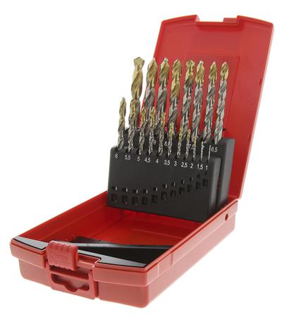 A095201 Dormer 19-Piece Twist Drill Bit Set for Multi-Material, 10mm Max, 1mm Min, HSS-TiN Bits