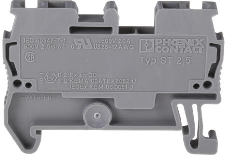 3031212 Phoenix Contact Grey ST 2.5 Feed Through Terminal Block, Single level, 0.2 → 6mm², 800 V