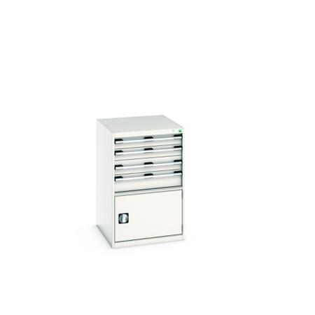 40027023-16V Bott 1 Door, 4 Drawer Sheet Steel Floor Standing Cabinet, 650 X 750 X 1000mm