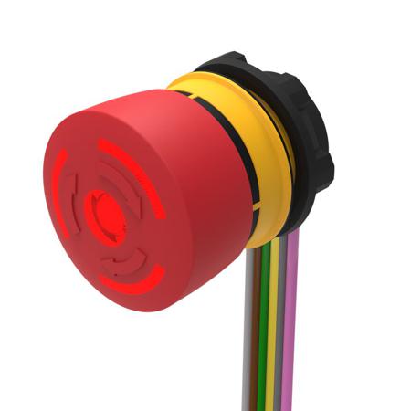 84-5231.2B40 EAO Twist Release Illuminated Emergency Stop Push Button, Panel Mount, 22.3mm Cutout, 1NC/1NO, IP65, IP66, IP67