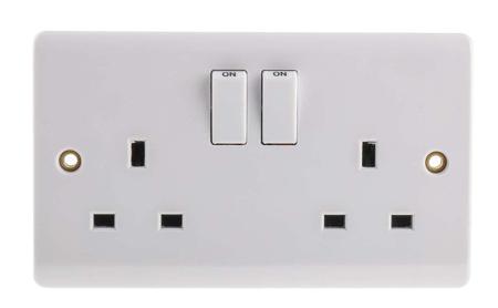 775-8065 RS PRO White 2 Gang Plug Socket, 1 Pole Poles, 13A, Type G - British, Indoor Use
