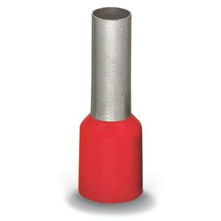 216-209 WAGO, 216 Insulated Bootlace Ferrule, 12mm Pin Length, 4.5mm Pin Diameter, Red