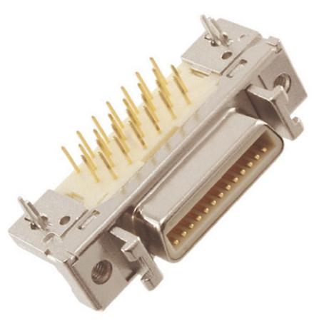 N10226-52B2PC 3M MDR 102 26 Way Right Angle Through Hole D-sub Connector Socket, 1.27mm Pitch