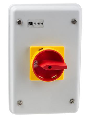 773-8033 RS PRO 4P Pole Panel Mount Isolator Switch - 40A Maximum Current, IP54