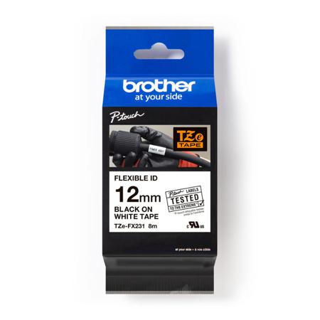 TZE-FX231 Brother Black on White Label Printer Tape, 8 m Length, 12 mm Width
