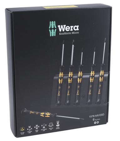 05030170001 Wera Precision Slotted' Phillips Screwdriver Set, 6-Piece, ESD-Safe