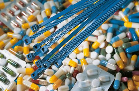 111-00937-MCTRELK2M-PA66MP-BU HellermannTyton Blue Cable Tie Metal Detectable Releasable, 250mm x 4.6 mm