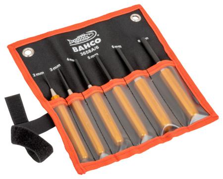 3658A/6 Bahco 6-Piece Punch Set, 2 → 8 mm Shank, 150 mm Overall