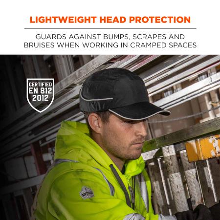 23369 Ergodyne Black Standard Peak Bump Cap, Foam Protective Material