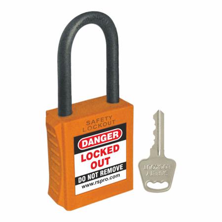 603-266 RS PRO Orange 1-Lock ABS, Nylon Safety Padlocks, 6mm Shackle, 42mm Attachment