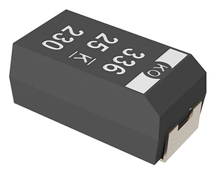 T521X107M025ATE060 KEMET 100μF Surface Mount Polymer Capacitor, 25V dc