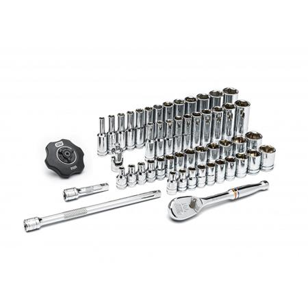 80300 GearWrench 51-Piece Imperial, Metric 1/4 in Deep Socket/Standard Socket Set with Ratchet, 6 point