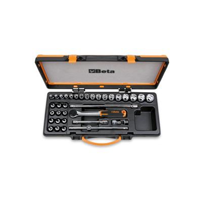 910A-C29 BETA 34-Piece Metric 3/8 Standard Socket Set with Ratchet, Hexagon