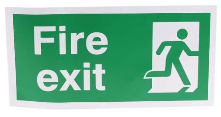 370-1318 RS Pro Vinyl Fire Safety Label Fire Exit Right Sign with English Text Self-Adhesive, 300 x 150mm