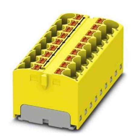 3273840 Phoenix Contact Distribution Block, 18 Way, 6mm², 32A, 450 V, Yellow