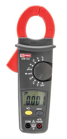 123-3374 RS PRO ICM134 Clamp Meter, Max Current 600A ac CAT II 1000 V, CAT III 600 V With UKAS Calibration