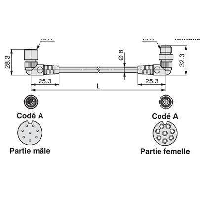 EX500-AC030-SAPA SMC Cable, M12 Connector, 3m