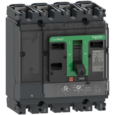 C10F6TM080 Schneider Electric, ComPacT MCCB 4P 80A, Breaking Capacity 8 kA, Fixed Mount