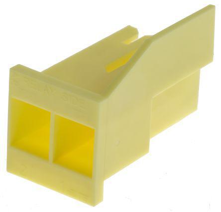 1969717-3 TE Connectivity Positive Lock .250 Mk I Series, 2 Way Nylon 66 Crimp Terminal Housing, Yellow