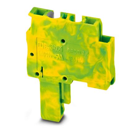 3043213 Phoenix Contact SPDB Series SPDB 2,5/ 1-L GNYE Terminal Plug, 1-Way, 24A, 28 - 12 Wire, Spring Cage Termination